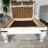 Wood and woven steel coffee table – Dual decorative use