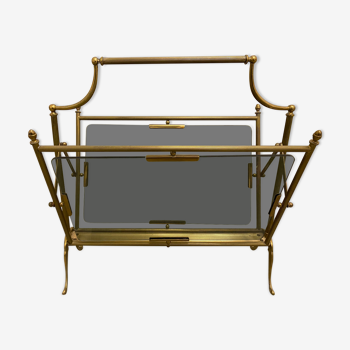 Brass magazine rack, neo-classical style 60