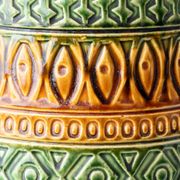 Lampe de table en céramique de style Bitossi des années 1960, émail vert ocre.