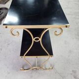 Petite sellette a 2 niveaux en metal et bois 1960