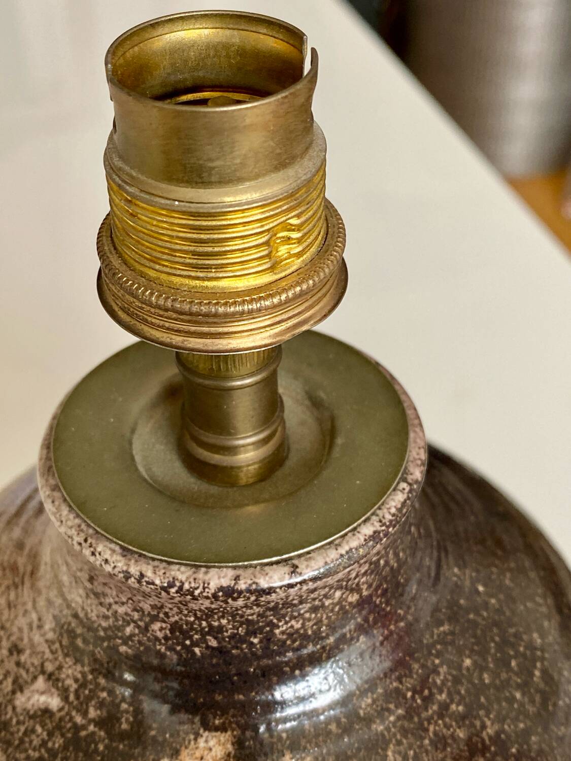 Signature enameled ceramic lamp base to decipher