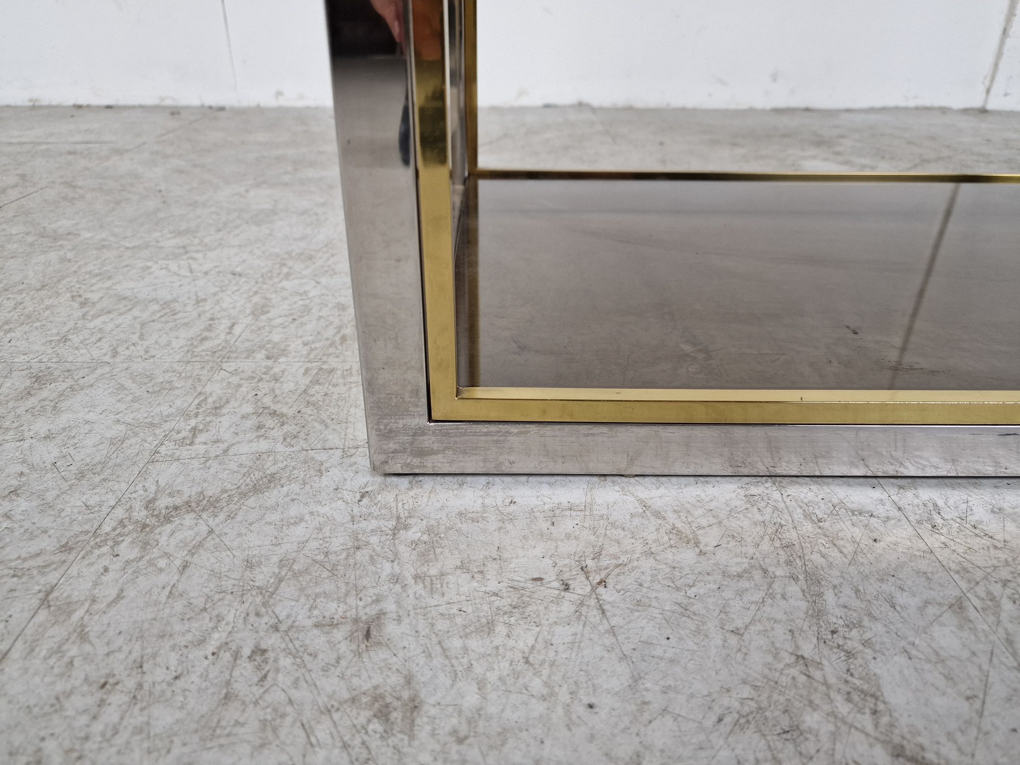 Etagère laiton vintage et chrome, années 1970