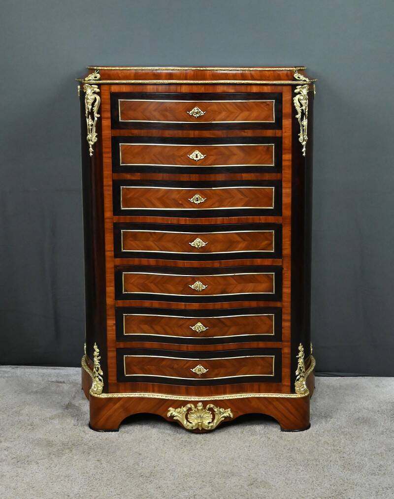 Secretary in precious wood marquetry, Napoleonic III period – Mid 19th century