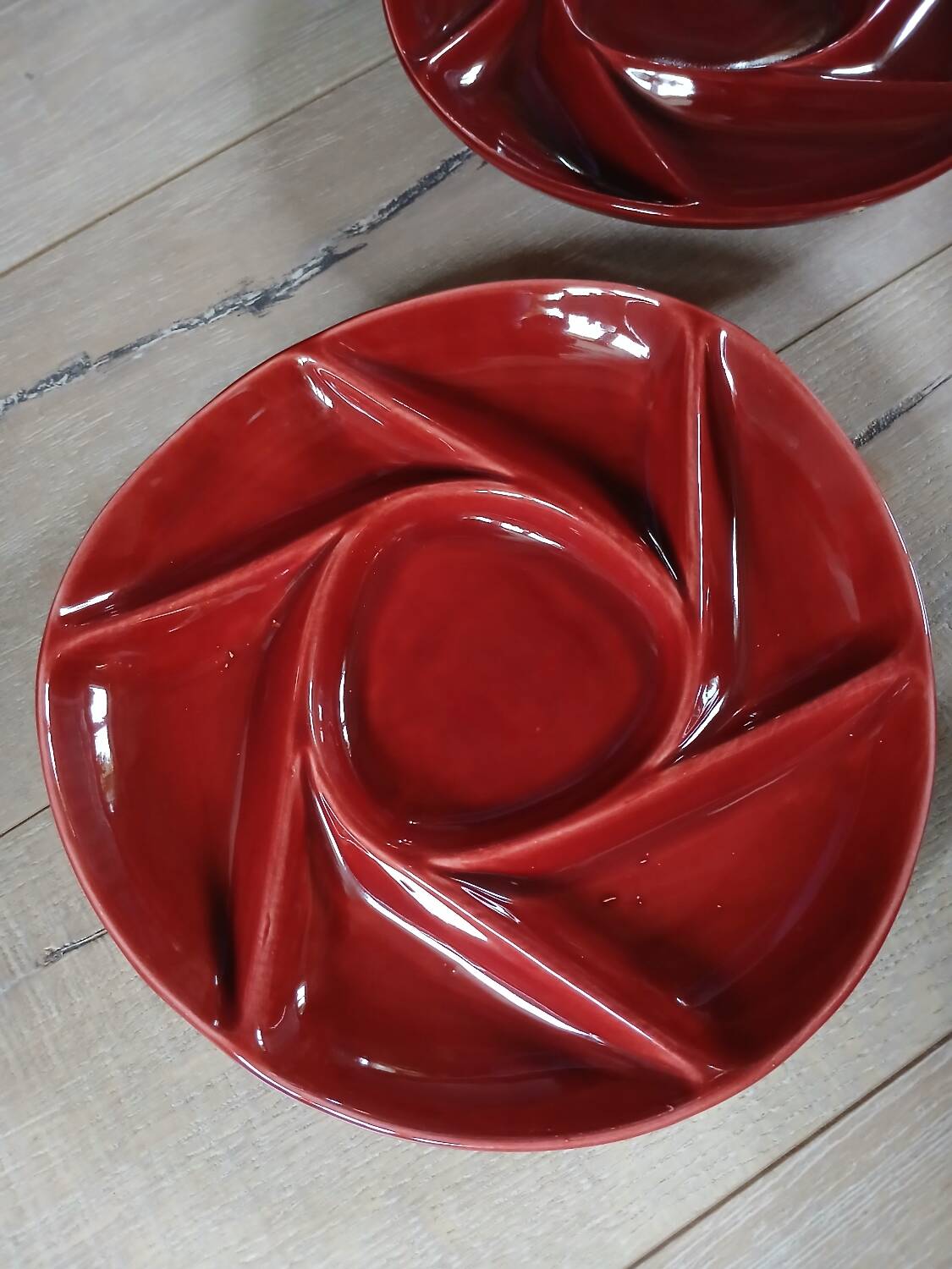 4 antique fondue plates