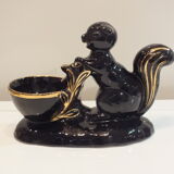 Black and gold ceramic squirrel pot cache from the 50s
