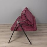Vintage 70s burgundy fabric sofa Formanova design