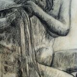 Dessin 2 nus au fusain / 1950/60 signé