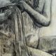 Drawing 2 nudes in charcoal / 1950/60 signed