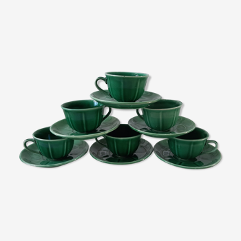 Set of 6 cups and subcups in green slurry 40-50 years