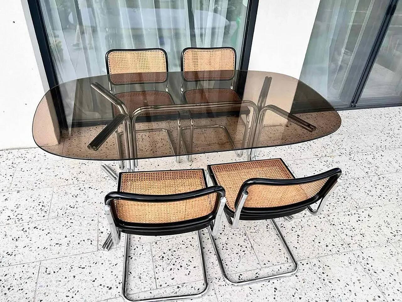 Table with 4 Cesca chairs by Marcel Breuer for Gavina, 1960s