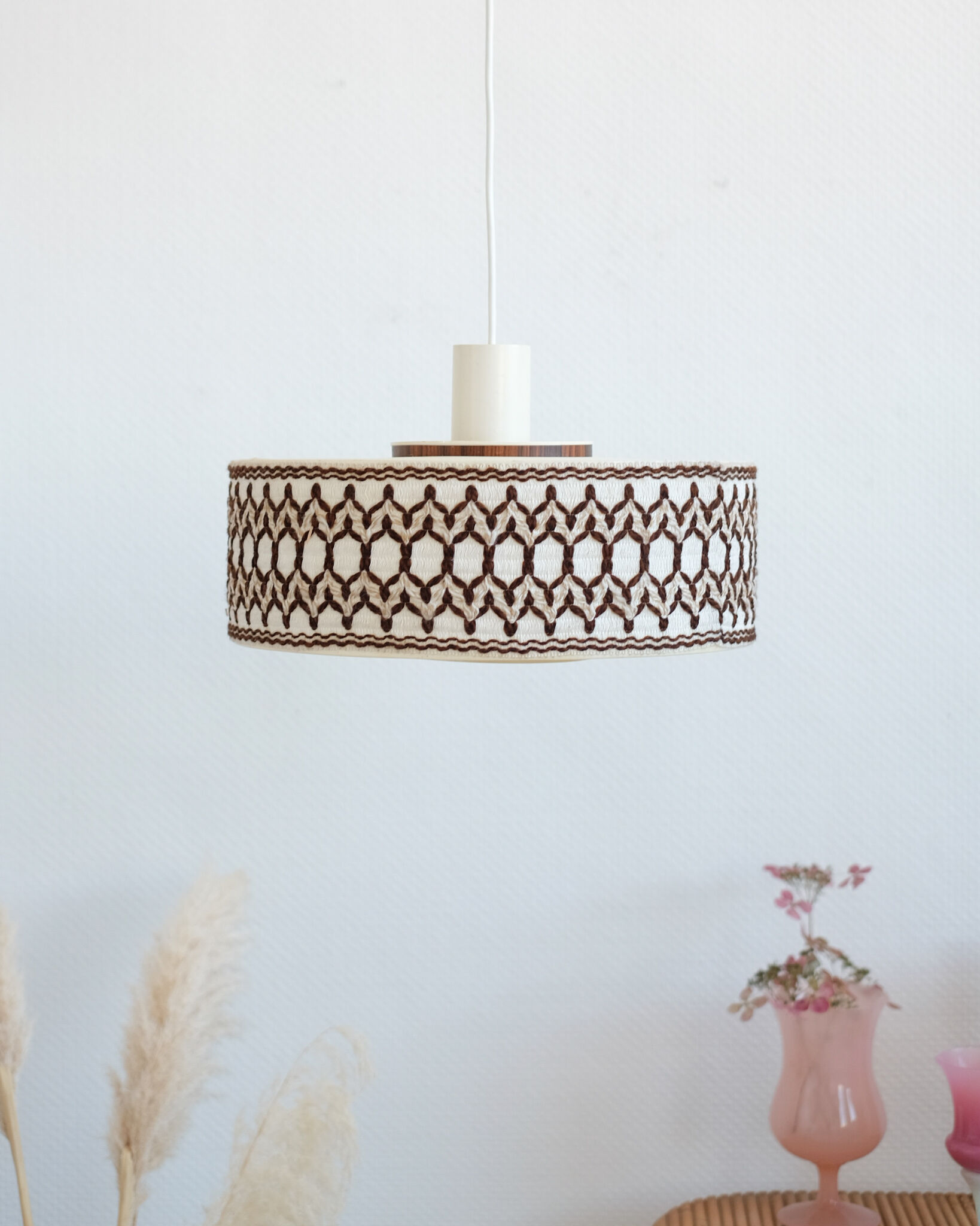 Vintage suspension in pvc, fabric and wool