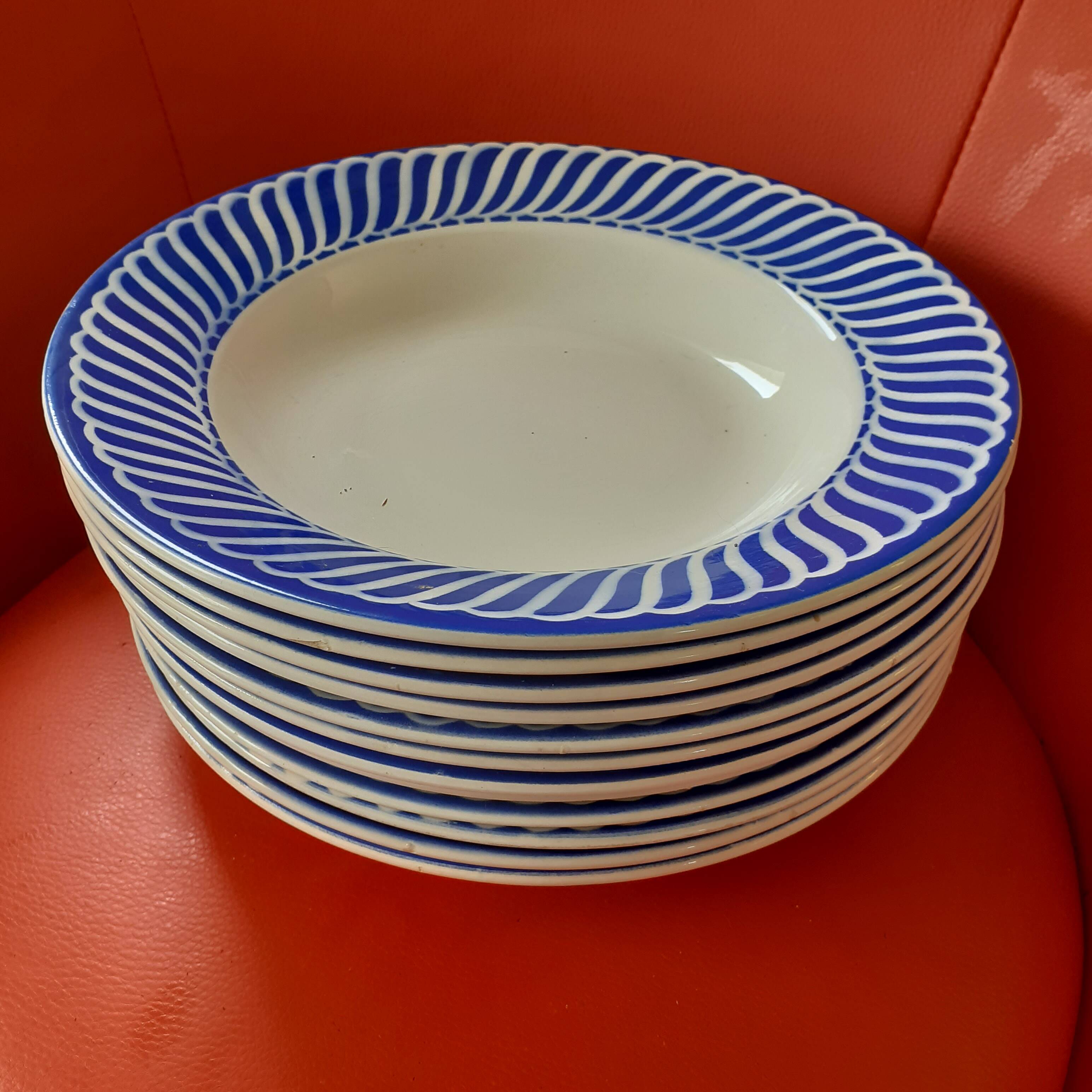 12 hollow plates sarreguemines digouin. jacquot model.