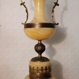 Pair of lamp on column in alabaster gilded brass frame