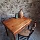 Antique oak writing table with drawer, French side table, console, solid oak desk, circa 1930–1950.