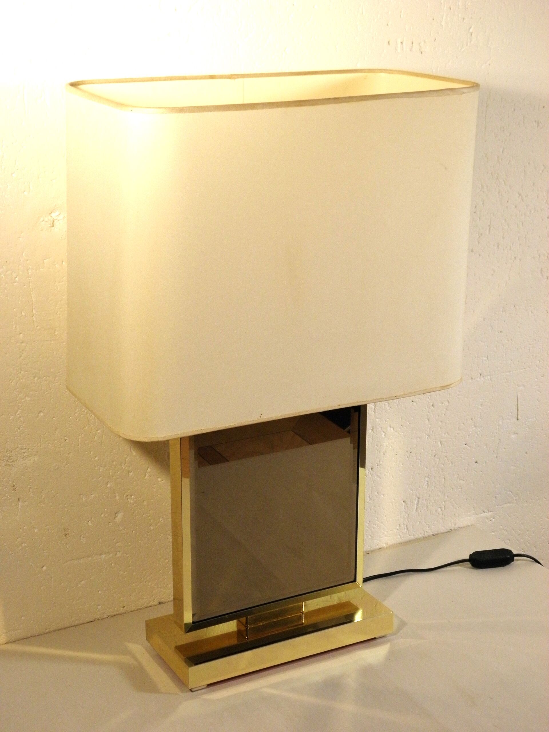 Mirror table lamp and brass 70s