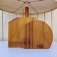 Large wooden lamp, geometric, 1970s design, F. Sénac