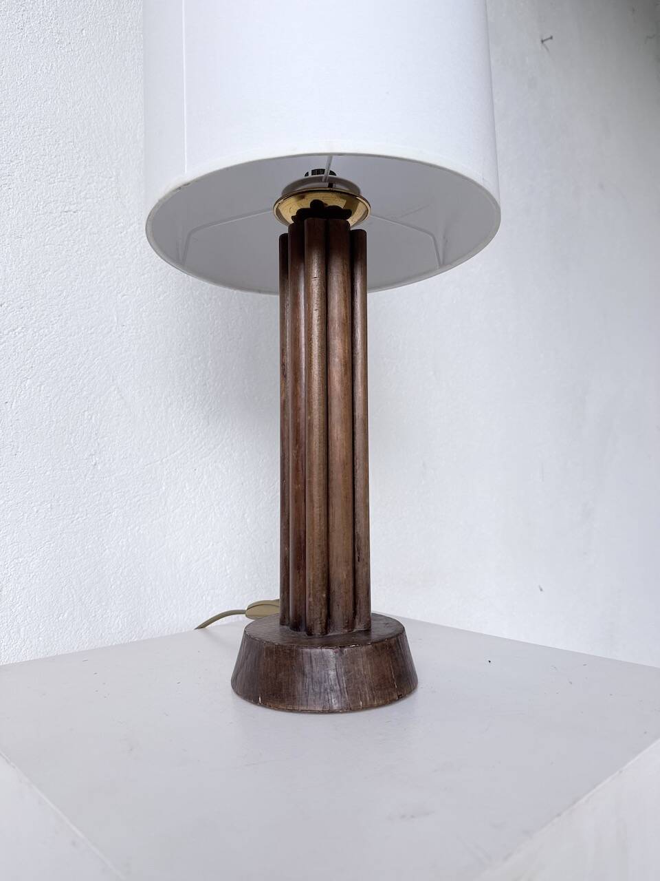 1940s Art Deco oak desk lamp