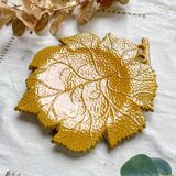 Plat vintage en faïence ocre Aegitna Vallauris 1950-1960
