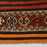 Brown & Orange Stiped Mid Century Vintage Kilim Rug, 75x387 Cm
