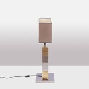 Pied de lampe géométrique en métal argenté et doré par Sandro Petti, années 1970
