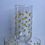 Set of 6 glasses with yellow weights made in france 70s