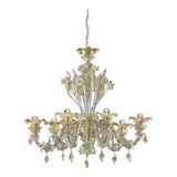 Venetian Cà Rezzonico Floral Gold Murano Style Glass Candlestick