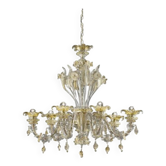 Venetian Cà Rezzonico Floral Gold Murano Style Glass Chandelier