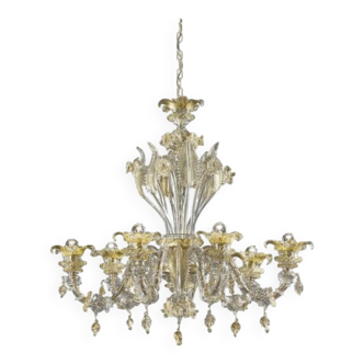 Venetian Cà Rezzonico Floral Gold Murano Style Glass Candlestick