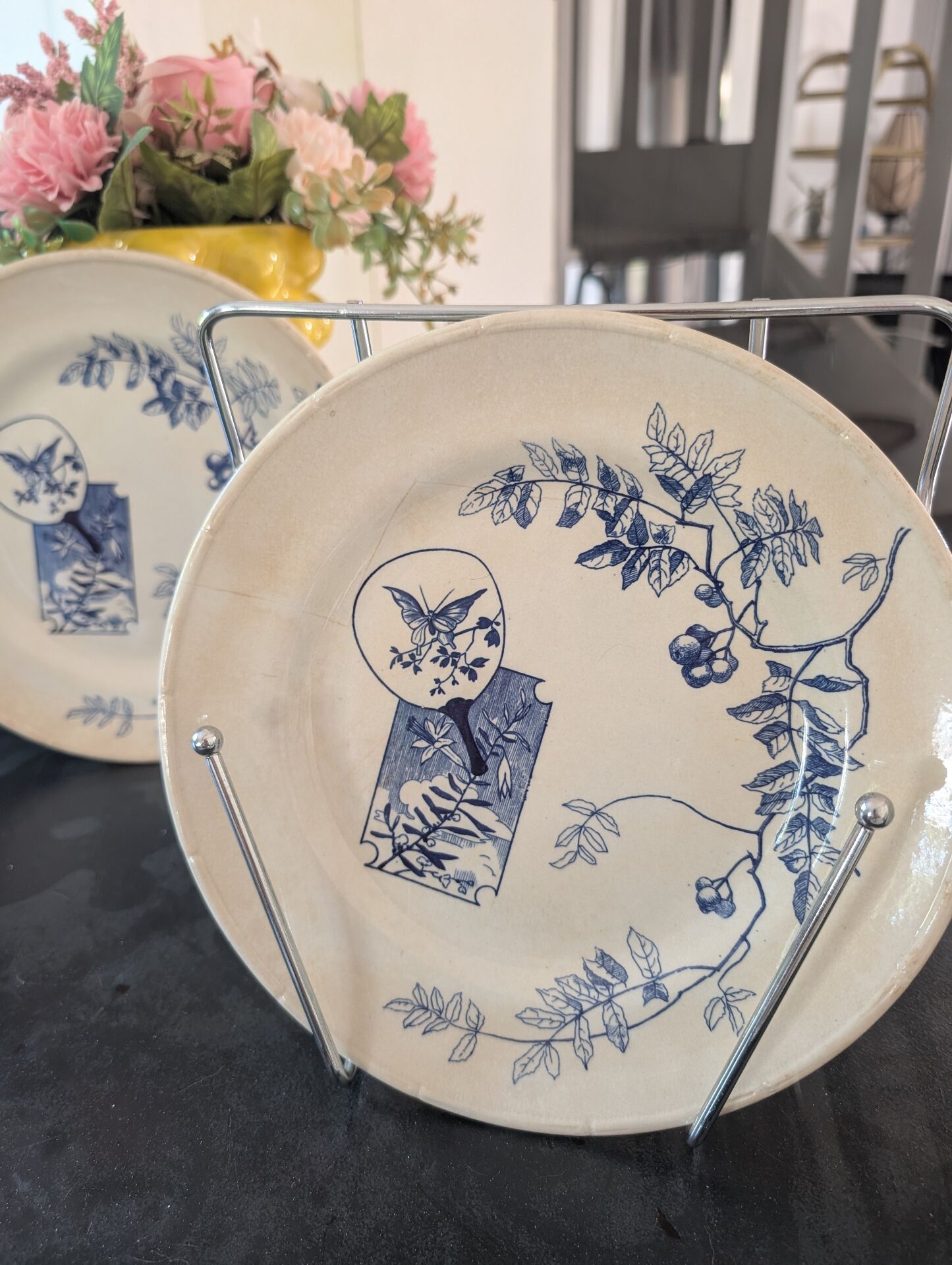 Set of 5 antique plates Choisy-le-Roi Model Kioto Earthenware Ja