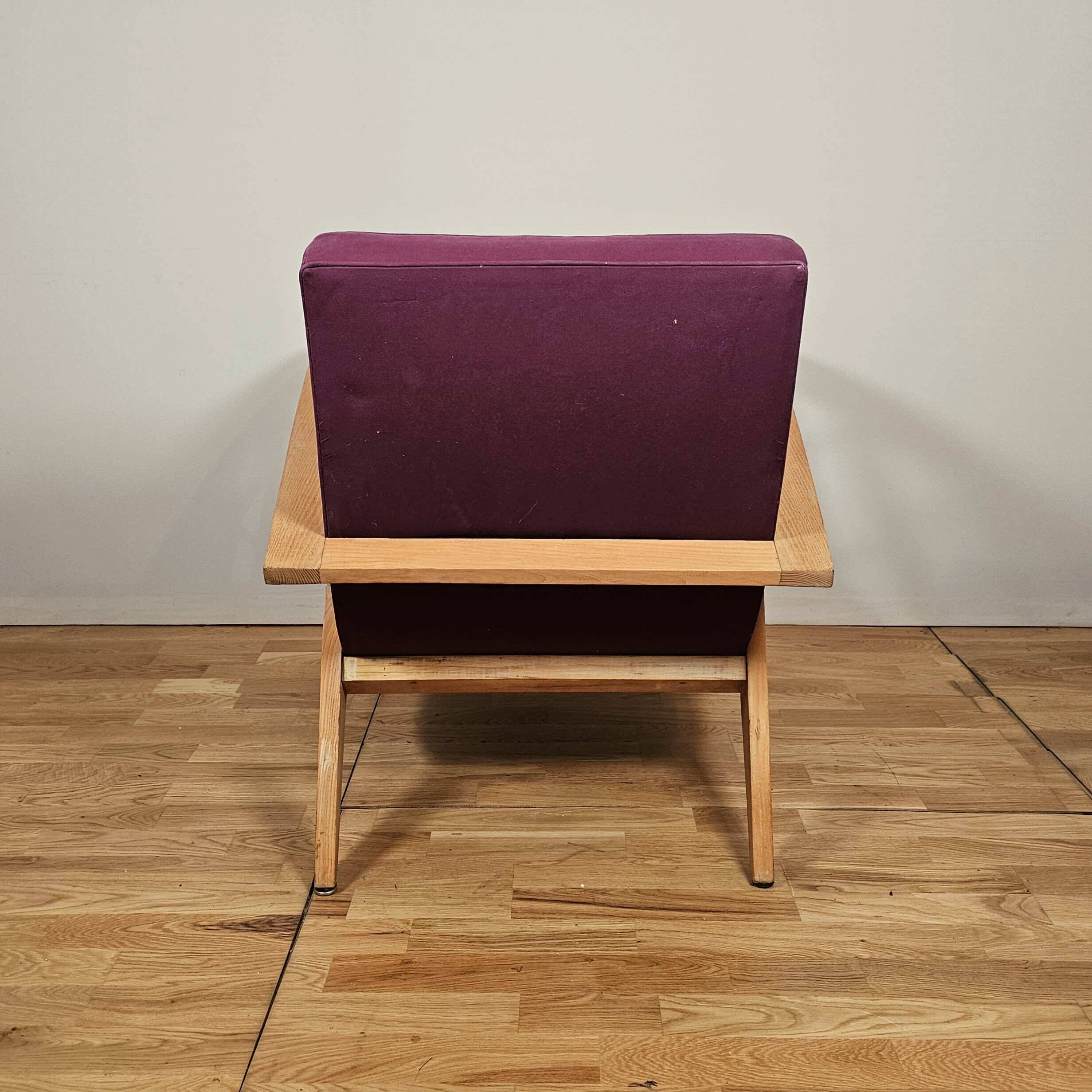 Pair of large armchairs with crossbars, circa 1950, Canovas fabric embroidered by Lesage