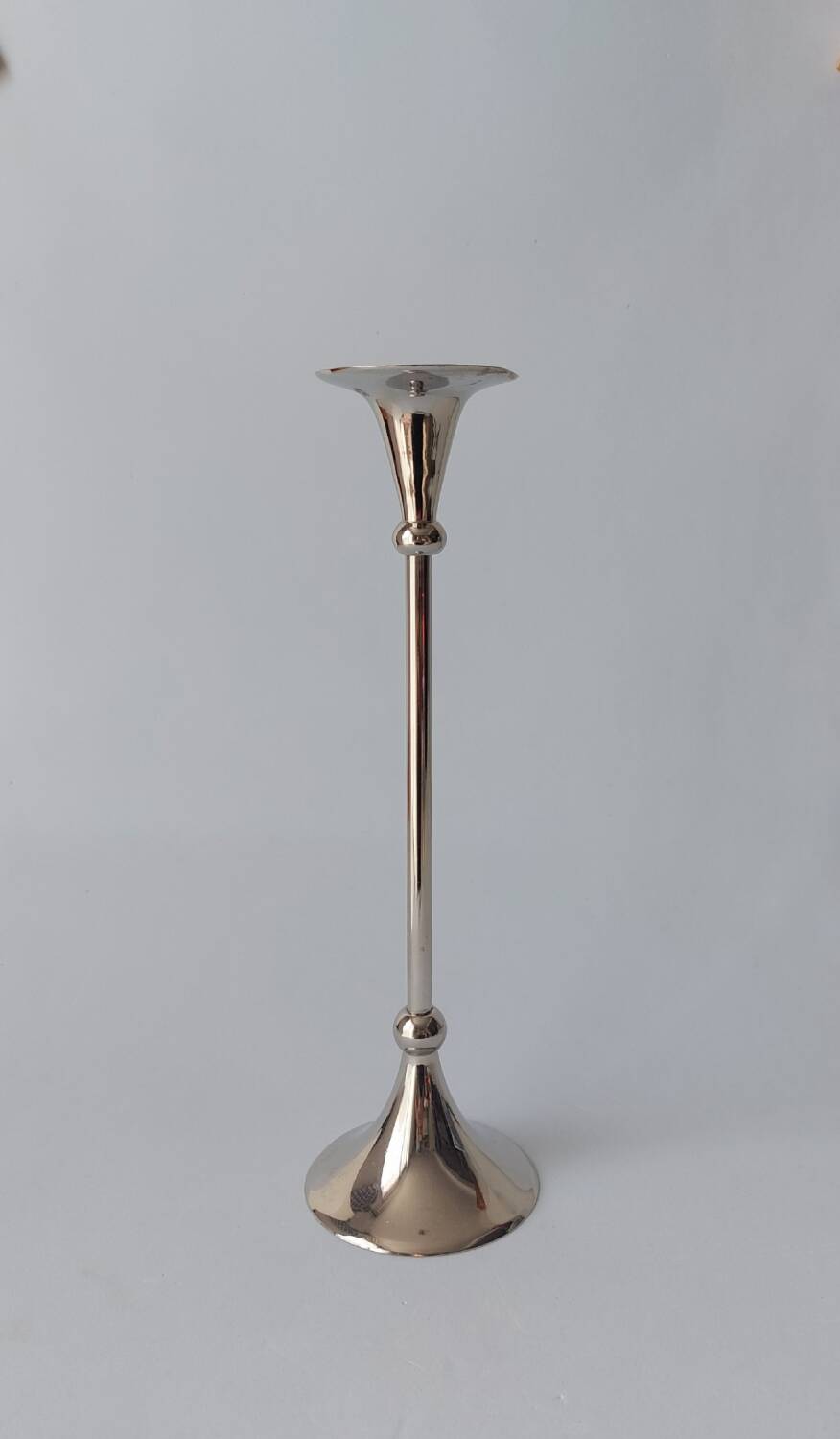 Silver metal candlestick holder