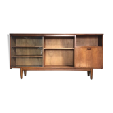 Row / teak, part glass, Mid century Scandinavian buffet