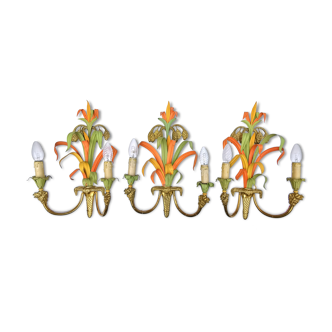 Maison Baguès, three bronze appliques decorated with camel heads and palm leaves