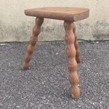 Turned wooden tripod stool