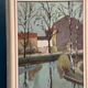 Original Swedish Oil on Canvas - "Landscape with Trees and Buildings" by Ingvar Björk - 1948 - Vintage - Framed - 62 × 48 cm (24.4" × 18.9")