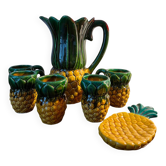 Service à orangeade en barbotine ananas, Vallauris vers 1940