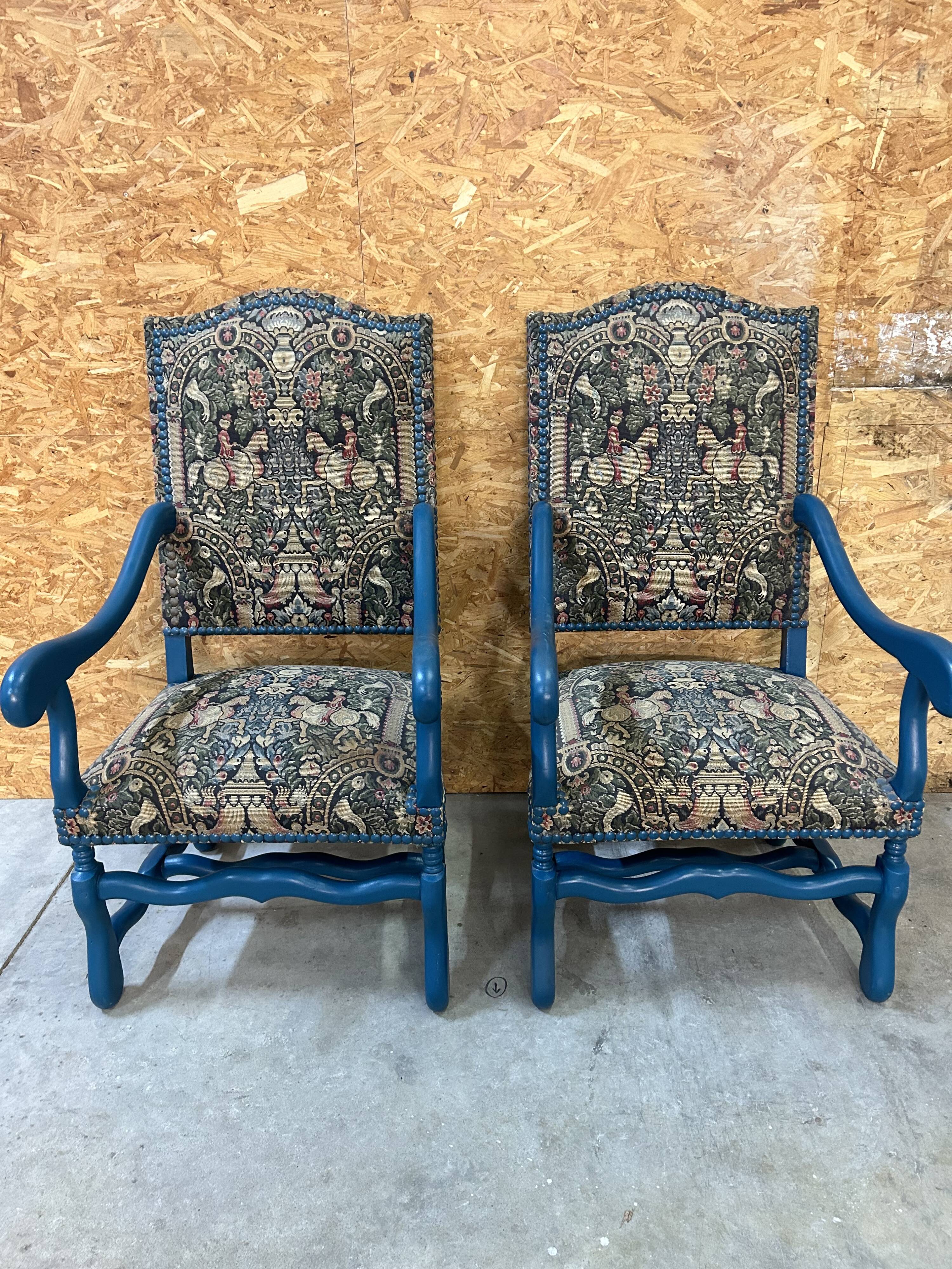 Pair of vintage original tapestry armchairs