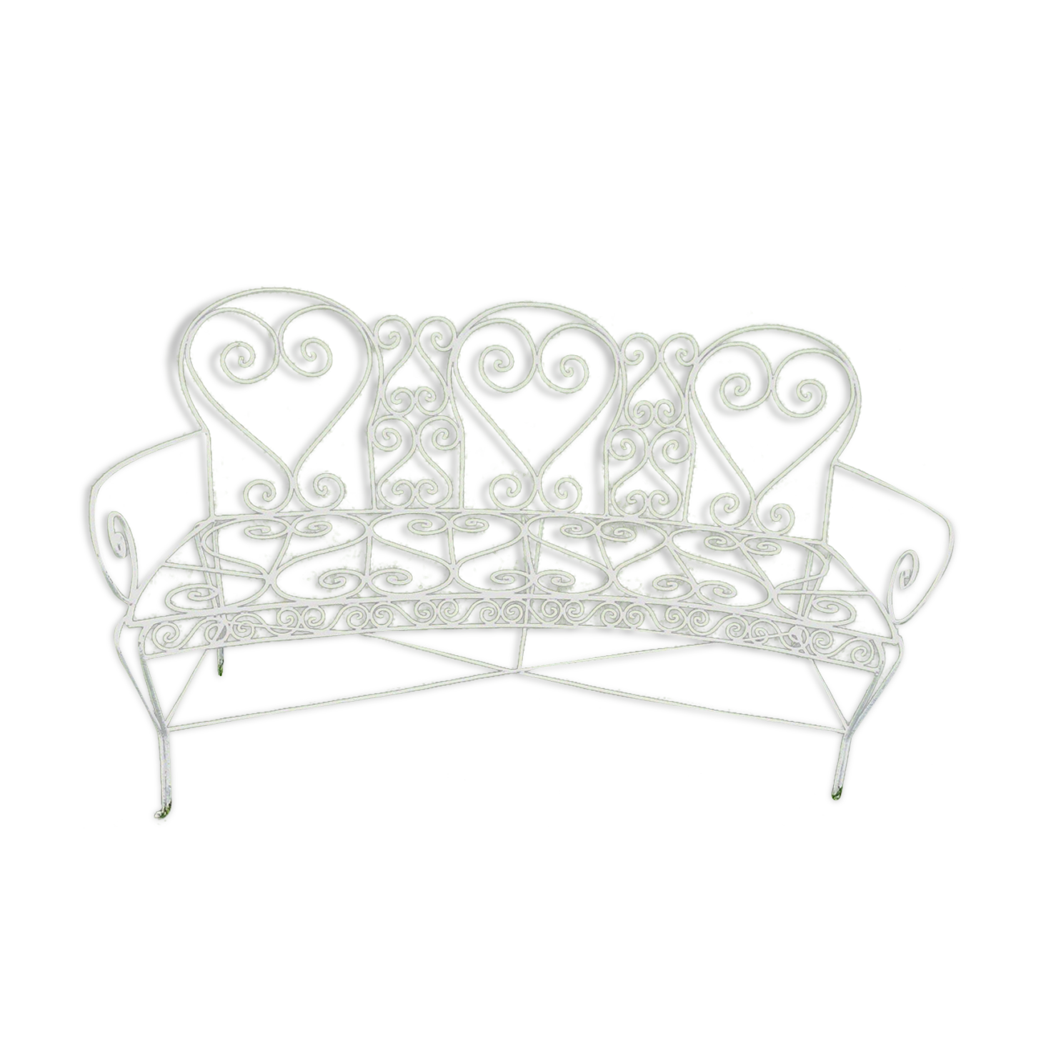 Banc de jardin arrondi fer forge couleur blanche