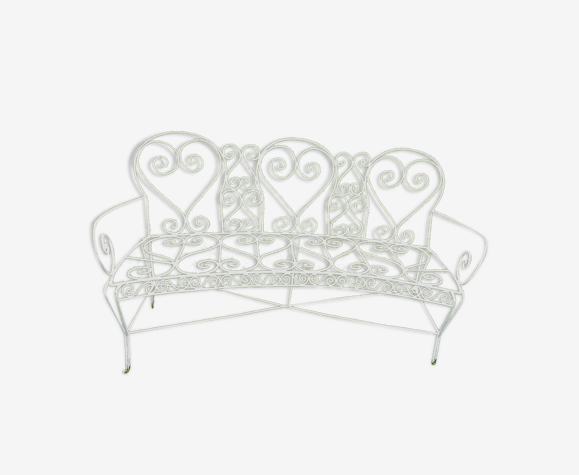 Banc de jardin arrondi fer forge couleur blanche