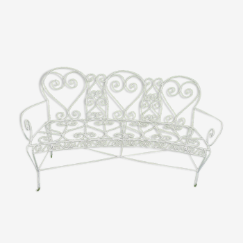 Rounded garden bench iron forge white color