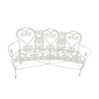 Rounded garden bench iron forge white color