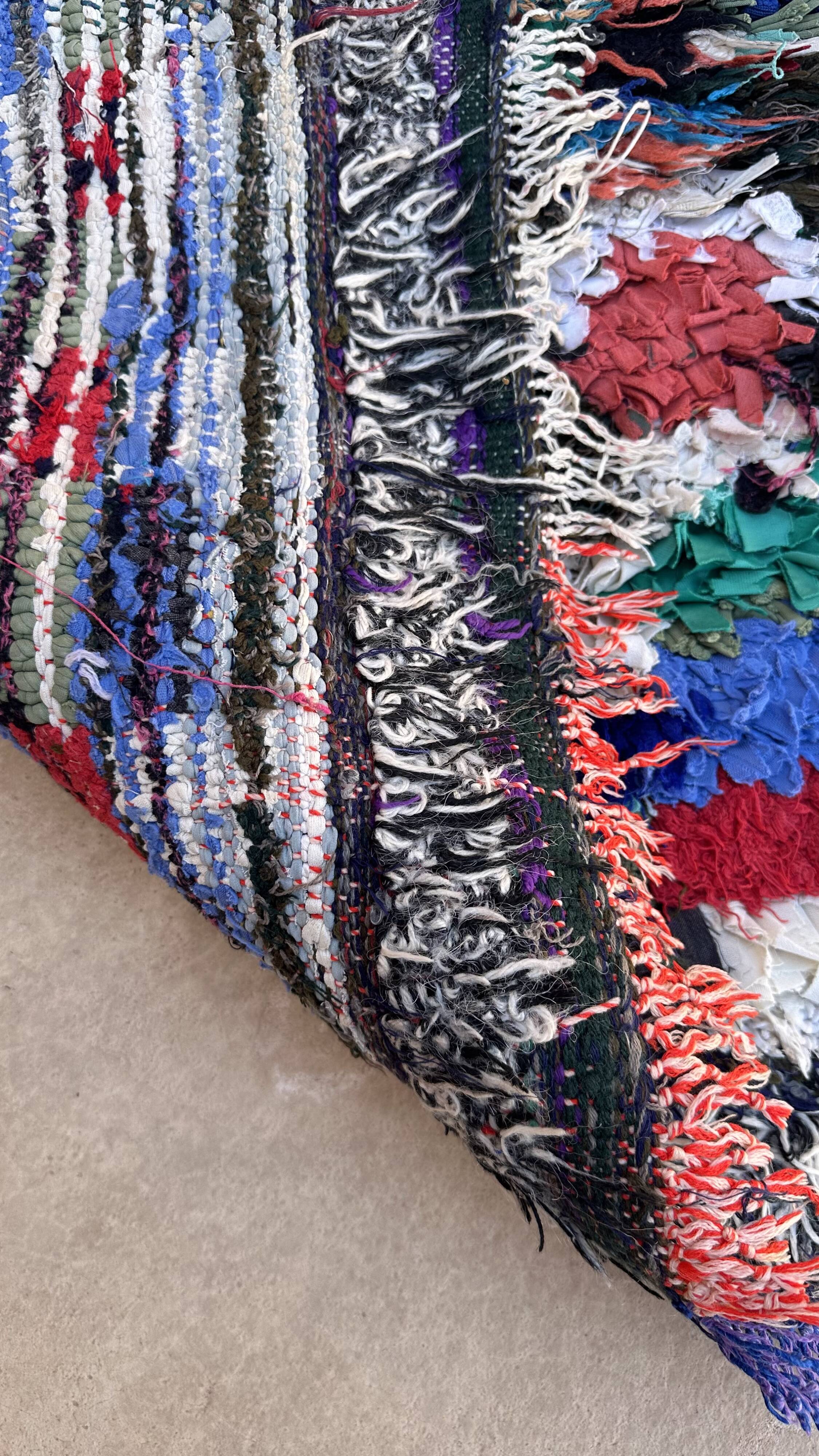 Tapis Marocain Boucherouite coloré - 110 x 121 cm