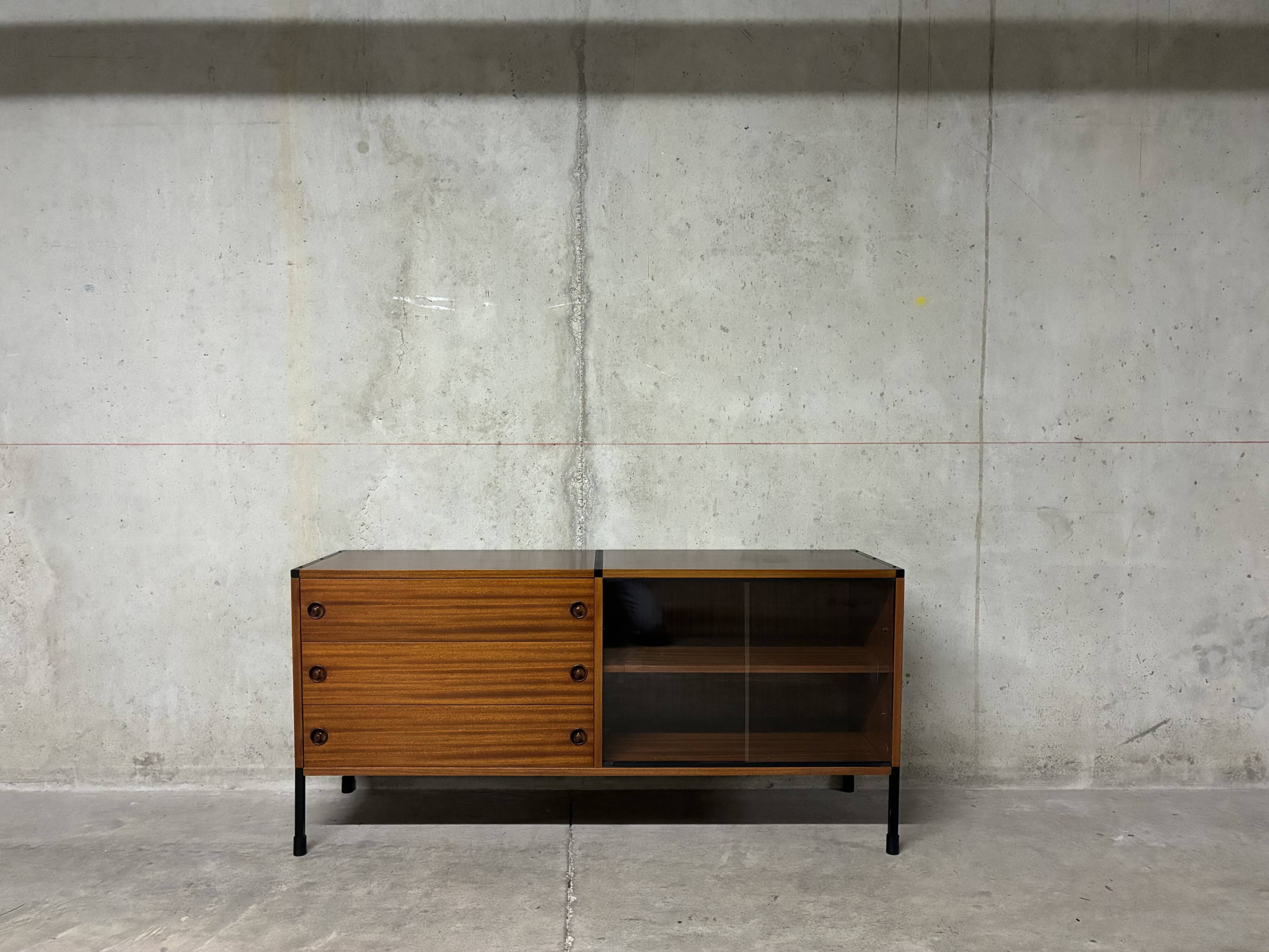 Vintage ARP Guariche Minvielle 1960s enfilade buffet display cabinet