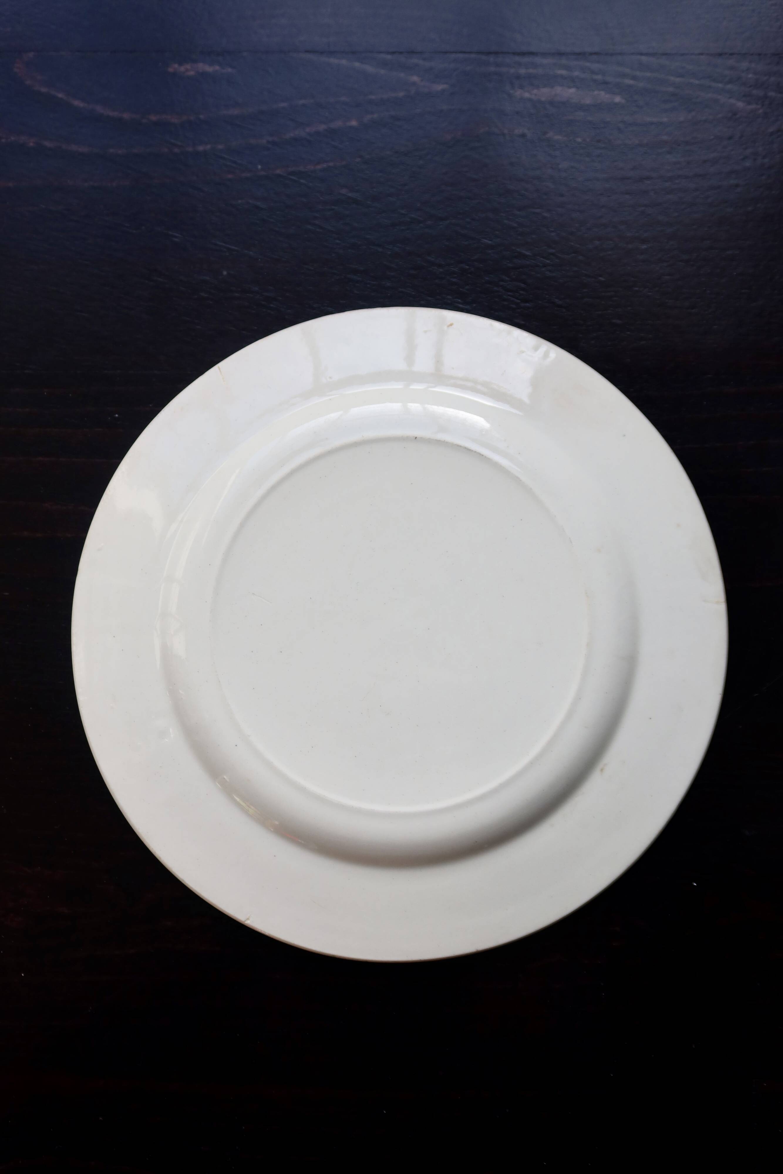 Old plate, ironstone, Sapho Longchamp.