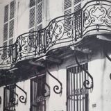 Rémy Duval – Parisian balcony, photoengraving from 1946 – Framed under glass