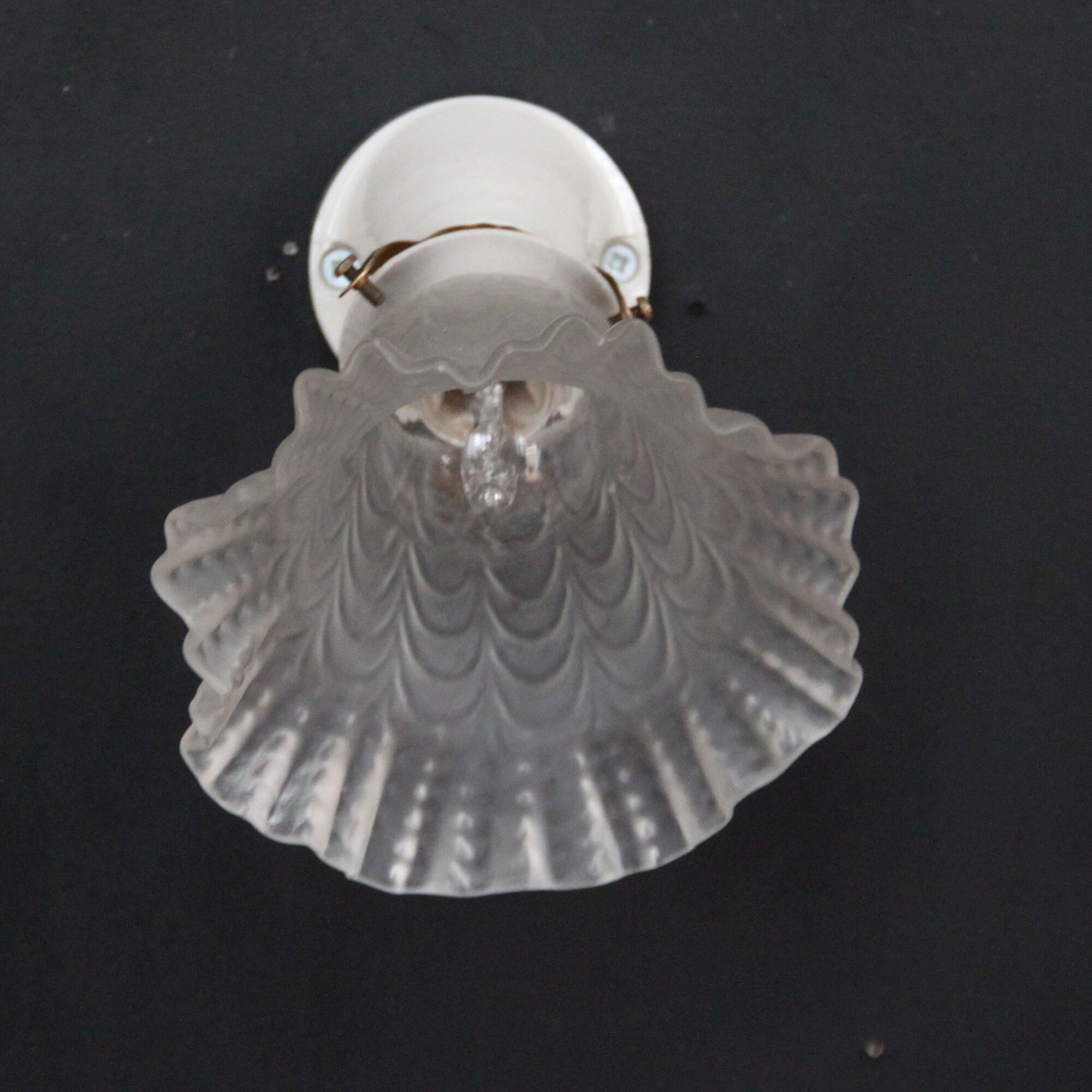 Paire d'appliques murales en porcelaine ancienne, tulipe verre vintage