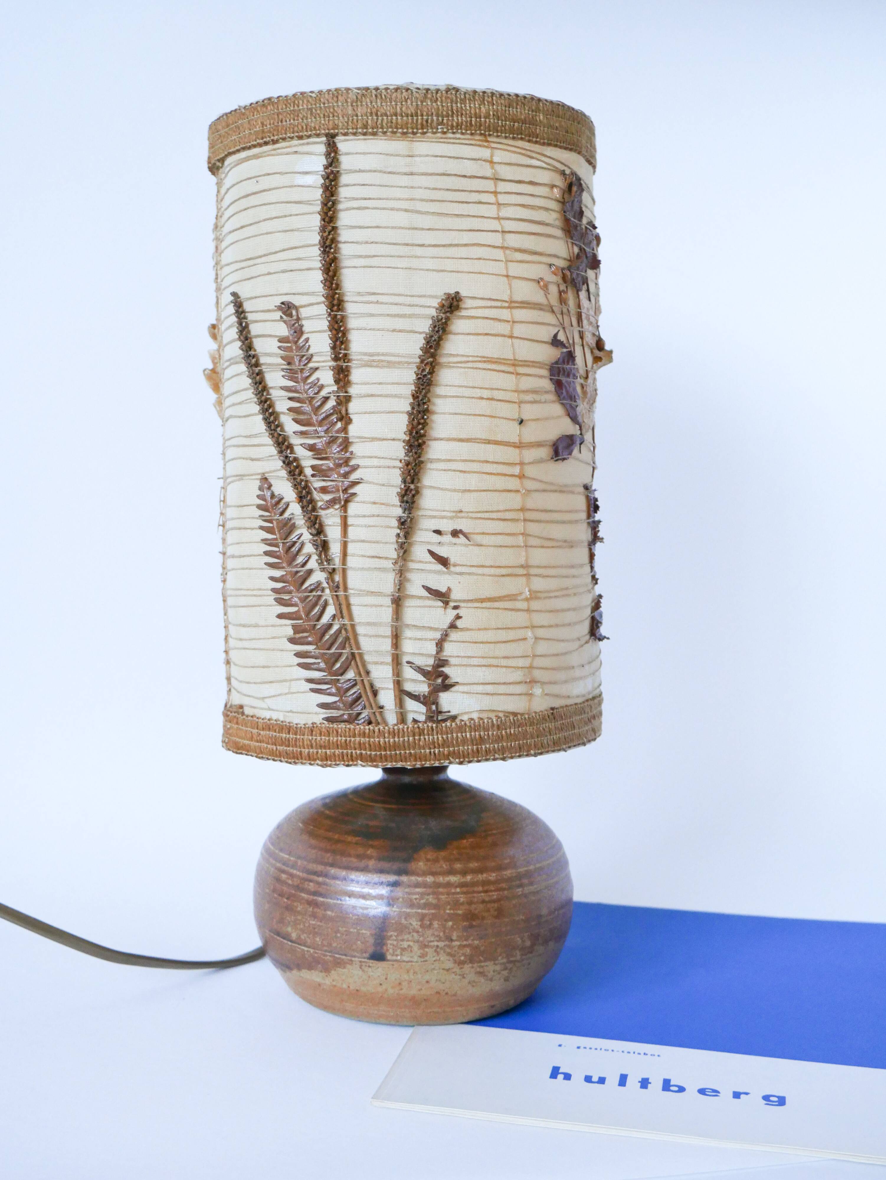Sandstone lamp with dried flower lampshade, 1970