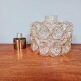 Brass and amber textured glass ceiling light, design by Helena Tynell, Limburg.