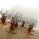 Lot of 8 amber glasses from the 60s