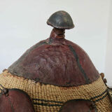 African hat "Fulani" in leather and braided rope 1900s